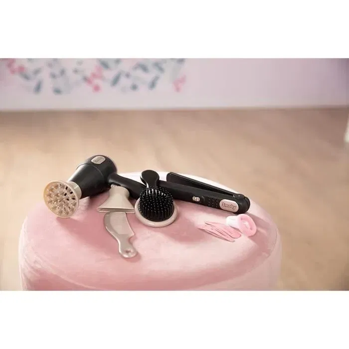 Smoby Conjunto de Cabello de Belleza para Niñas con Accesorios, Peine, Cepillo y Gomas