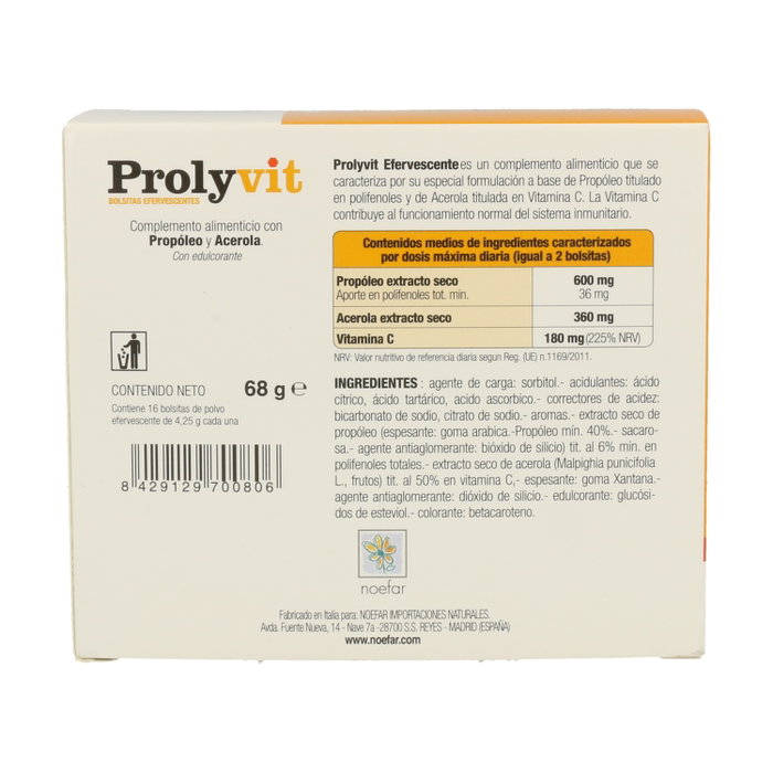 Noefar Prolyvit Vitamina C Efervescente 16 Sobres