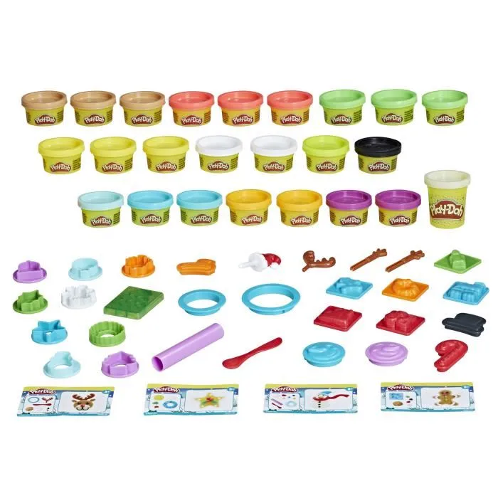 Play-Doh HAS5010993857906 Calendario de Adviento con 24 Sorpresas, 24 botes de masa y tapete de actividades para niños a partir de 3 años