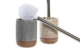 DKD Home Decor Escobillero Beige Gris Gres 9 x 35 x 9 cm (4 Unidades)