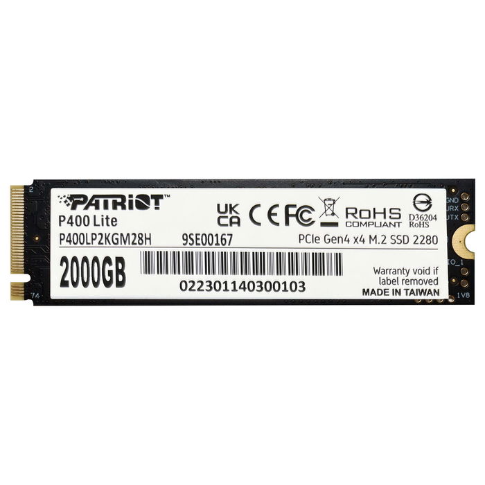 Patriot SSD P400 Lite 2 TB M.2 NVMe PCIe 4.0 x4 SSD 2280 Negro/Blanco