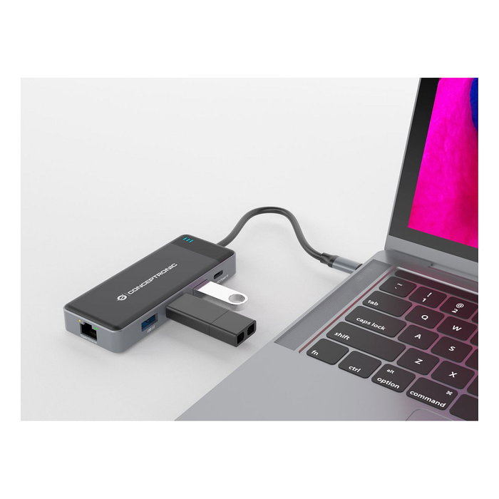Conceptronic Adaptador 7 en 1 USB-C con 2x HDMI, USB-C PD, USB 3.0 y Gigabit Ethernet DONN14G Gris Conceptronic Adaptador 7 en 1 USB-C con 2x HDMI, USB-C PD, USB 3.0 y Gigabit Ethernet DONN14G Gris