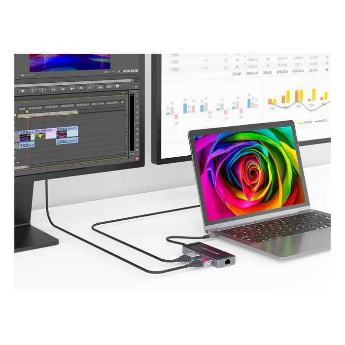 Conceptronic Adaptador 7 en 1 USB-C con 2x HDMI, USB-C PD, USB 3.0 y Gigabit Ethernet DONN14G Gris Conceptronic Adaptador 7 en 1 USB-C con 2x HDMI, USB-C PD, USB 3.0 y Gigabit Ethernet DONN14G Gris