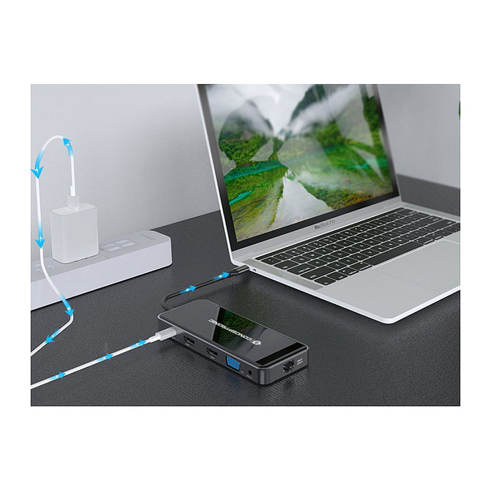 Conceptronic Adaptador 7 en 1 USB-C con 2x HDMI, USB-C PD, USB 3.0 y Gigabit Ethernet DONN14G Gris Conceptronic Adaptador 7 en 1 USB-C con 2x HDMI, USB-C PD, USB 3.0 y Gigabit Ethernet DONN14G Gris
