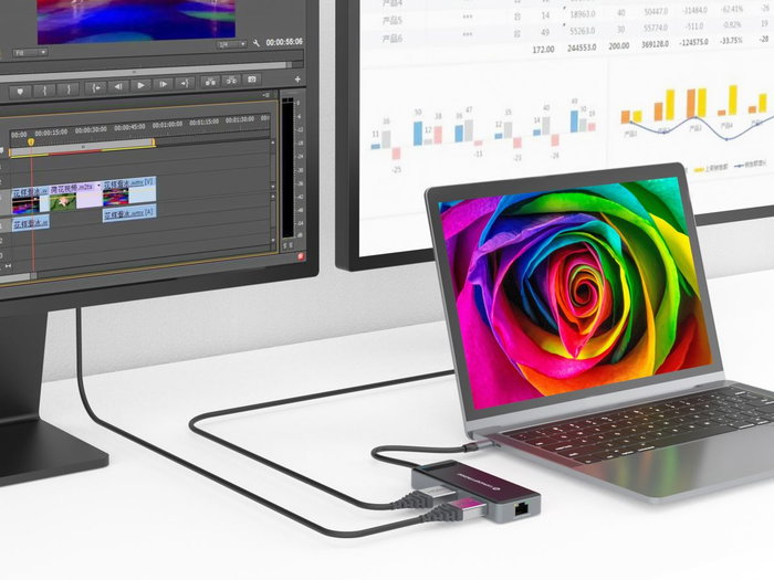 Conceptronic DONN14G Adaptador USB-C Multipuerto 7 en 1 a HDMI 4K, USB-C PD 100W, USB 3.0, GbE