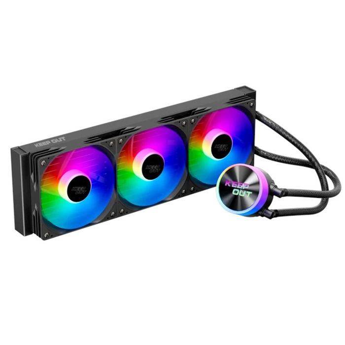 Keep Out Kit Refrigeración Líquida ARGB XWC-360, Radiador 360mm, Ventiladores PWM, Compatible Intel LGA1700/1200 y AMD AM5/AM4 Keep Out Kit Refrigeración Líquida ARGB XWC-360, Radiador 360mm, Ventiladores PWM, Compatible Intel LGA1700/1200 y AMD AM5/AM4