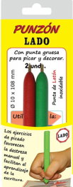 LADO MATERIAL DIDACTICO Blíster de 2 Punzones Grandes con Punta de Latón Inoxidable