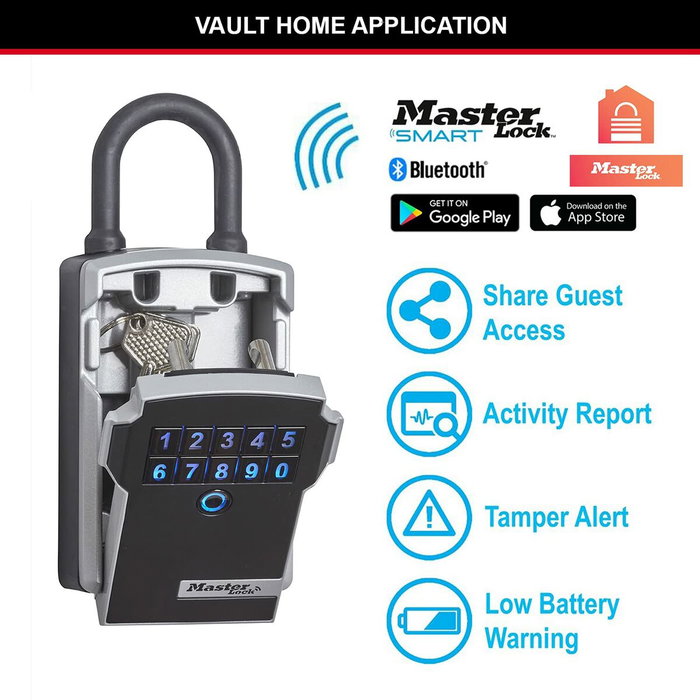 Master Lock Caja de llaves conectada - Bluetooth o combinación - Con asa