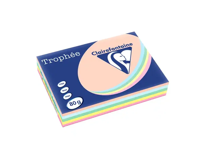 CLAIREFONTAINE Papel Trophée A4 80g Surtido Pastel 500 Hojas