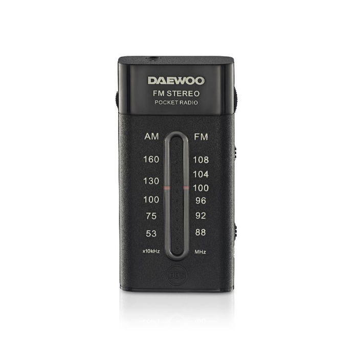 DAEWOO Radio AM/FM Mini Portátil con Auriculares Incluidos y Sonido Superbass