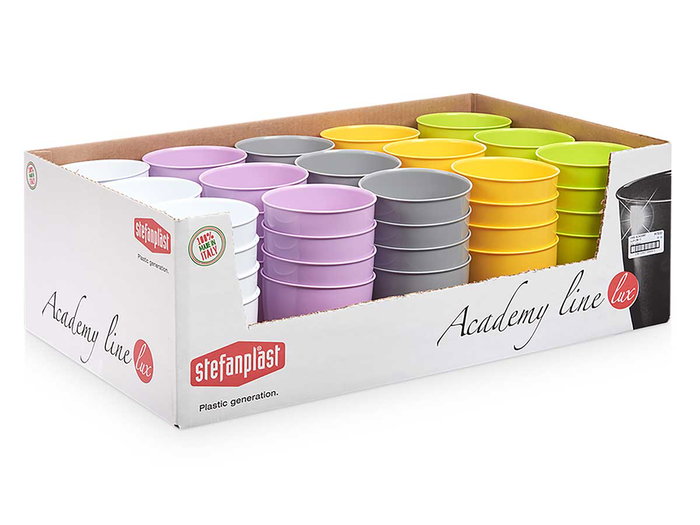 Stefanplast Maceta Redonda Academy Lux Surt Col Verde Blanco Morado Gris Amarillo 11.3x10x11.3 cm (Set de 60)