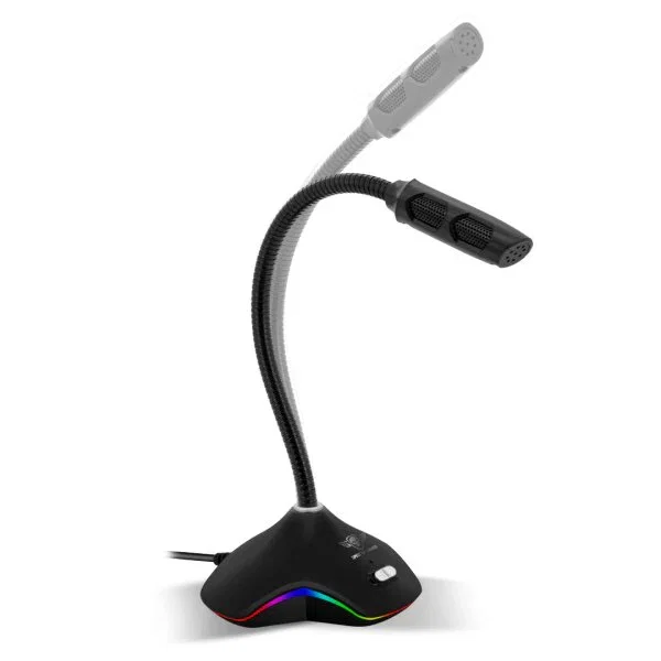 EKONO Micrófono de PC Gaming EKO300 USB con Supresor de Ruido y Luces RGB para Streaming, Discord, Plug & Play - Incluye Espuma Antiviento y Base Antideslizante