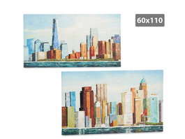 Giftdecor Lienzo Pintado Ciudad Color 110x60 cm Surtidos (Set de 2)