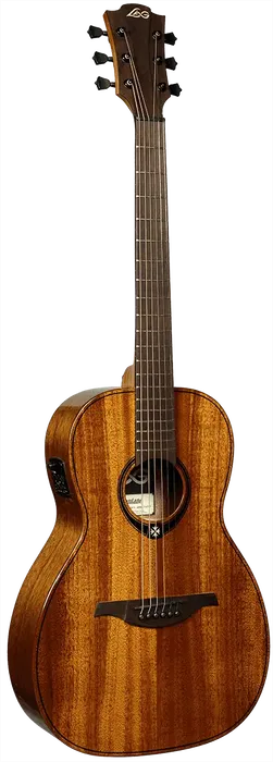 LAG Guitarra Acústica Parlor A/E Tramontane 98 Caoba Sólida Electroacústica