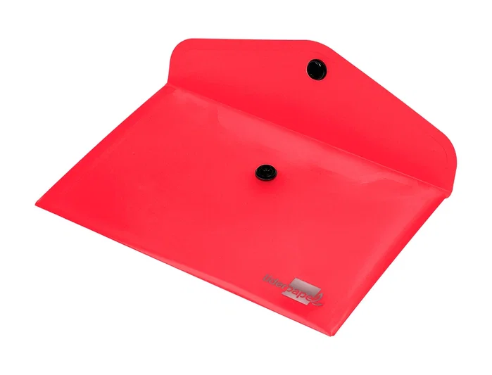 Liderpapel Carpeta dossier con broche rojo translúcido DIN A7