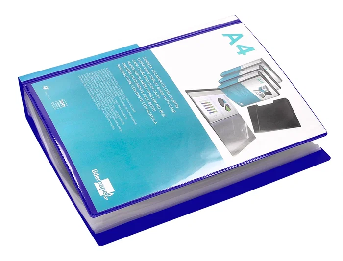 Liderpapel Carpeta Personaliza 37862 A4 Azul con 100 Fundas de Polipropileno y Cajetín