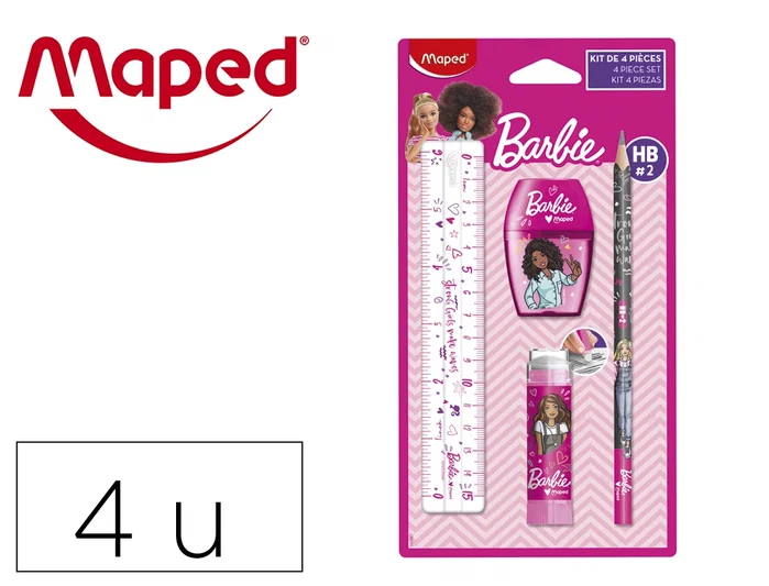 Maped Set de Papelería Barbie de 4 Piezas