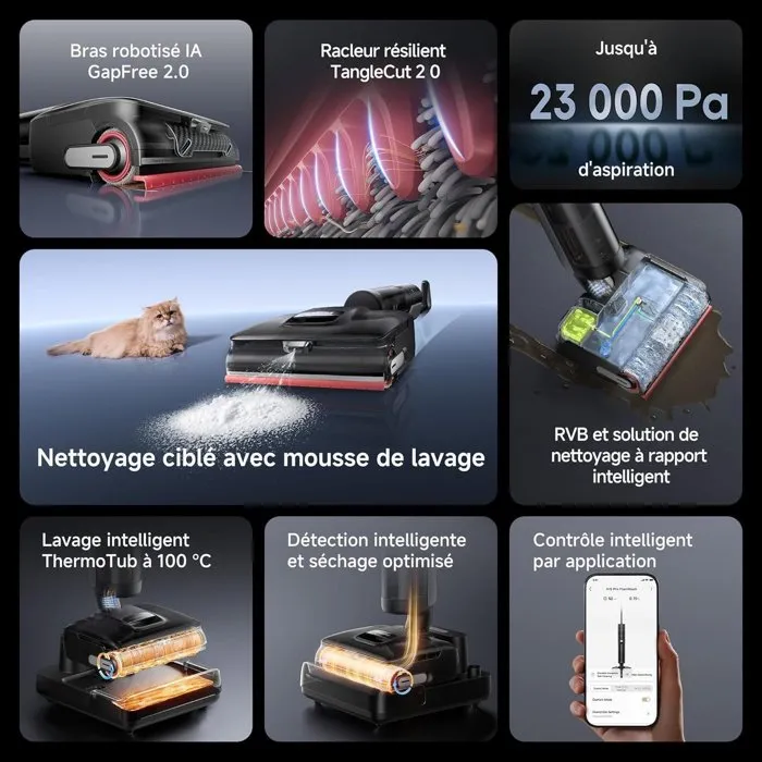 Dreame DRE6978515252761 Aspiradora Mopa Inalámbrica H15 Pro FoamWash 23000 Pa 60 min 780 ml Negro