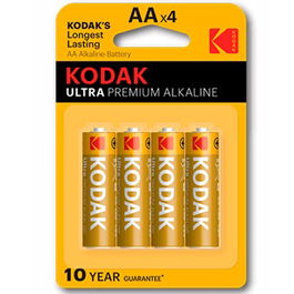Kodak Blister Pilas Alcalinas Ultra AA 30959514 - 4 Unidades, Máximo Rendimiento para Cámaras, Juguetes y Dispositivos de Alta Demanda