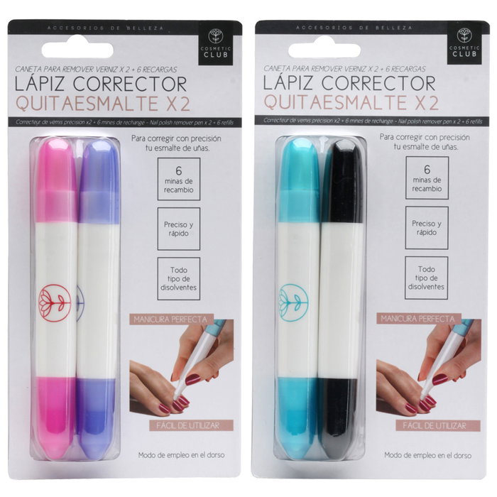 Cosmetic Club Juego de 2 Lápiz Quitaesmalte con Puntas de Recambio