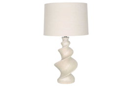 DKD Home Decor Lámpara de Sobremesa Espiral Resina y Lino Blanco/Crudo