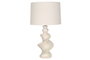 DKD Home Decor Lámpara de Sobremesa Espiral Resina y Lino Blanco/Crudo