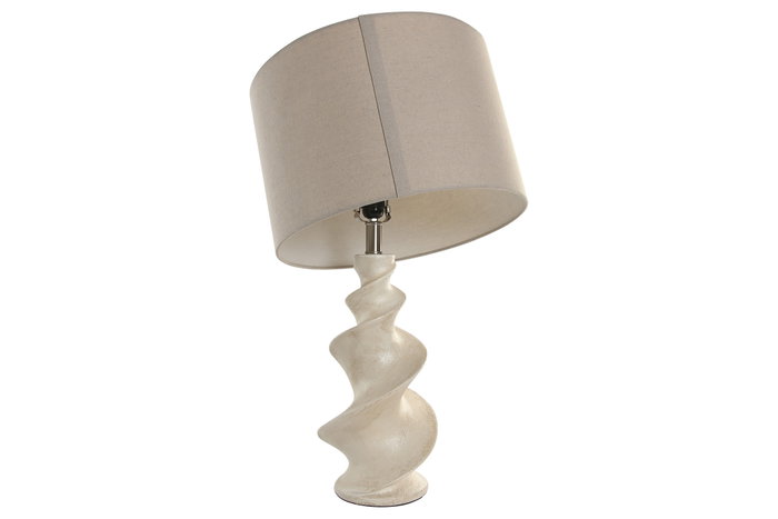 DKD Home Decor Lámpara de Sobremesa Espiral Resina y Lino Blanco/Crudo DKD Home Decor Lámpara de Sobremesa Espiral Resina y Lino Blanco/Crudo