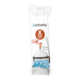 Brabantia 116728 Bolsas de Basura PerfectFit Tipo X, 12 Litros, Paquete de 20 Unidades, Blanco, HDPE