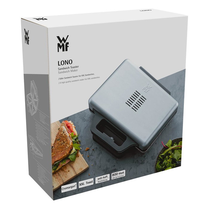 WMF Sandwichmaker Lono 0415150011 - Acero inoxidable, 2 bocadillos, 800 W, Negro y Plata WMF Sandwichmaker Lono 0415150011 - Acero inoxidable, 2 bocadillos, 800 W, Negro y Plata