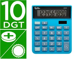 Liderpapel xf21 Calculadora de Sobremesa 10 Dígitos Solar y Pilas Color Azul 127x105x24 mm