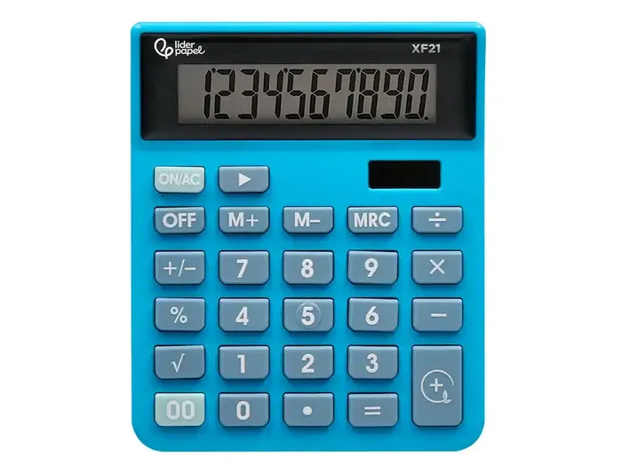 Liderpapel xf21 Calculadora de Sobremesa 10 Dígitos Solar y Pilas Color Azul 127x105x24 mm