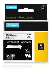Dymo Rhino Banda Poliéster 24mm x 5.5m Negro sobre Blanco para Etiquetadora