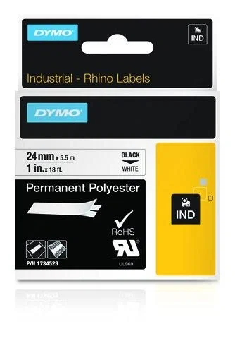 Dymo Rhino Cinta ID1-24 Negro sobre blanco, 24mm x 5,5m Dymo Rhino Cinta ID1-24 Negro sobre blanco, 24mm x 5,5m