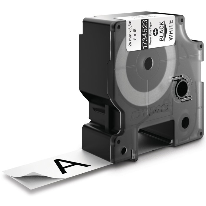 Dymo Cinta de Etiquetas Industrial Rhino 24 mm x 5,5 m Negro sobre Transparente
