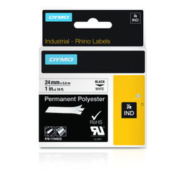 Dymo Cinta de Etiquetas Industrial Rhino 24 mm x 5,5 m Negro sobre Transparente