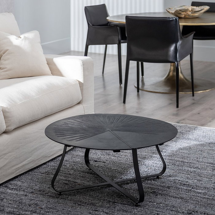 Mesa Centro Negro Aluminio/Hierro Salón 80 X 79 X 35 cm