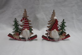 DKD Home Decor Figura de Madera Gnomo Surtido de 2 Modelos