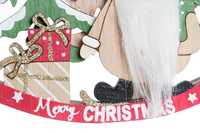 DKD Home Decor Figura Navidad Tradicional Rojo Verde Madera Gnomo 1.5 x 15 x 14 cm (12 Unidades)