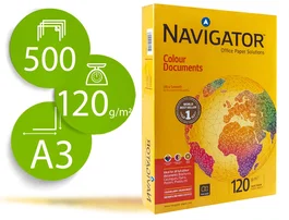 Navigator Papel DIN A3 120 gramos Paquete de 500 Hojas para Fotocopiadora, Impresión Inyección y Láser, Blanco