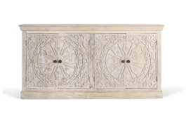 Giner y Colomer Aparador Artesanal en Madera de Mango 4 Puertas con Tiradores Negro Mate