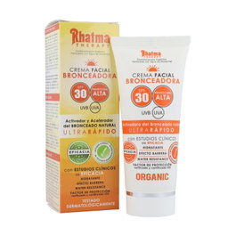 Rhatma Crema Facial Bronceadora SPF 30 60ml Acelerador Natural Protección Alta Hidratante Anti-edad