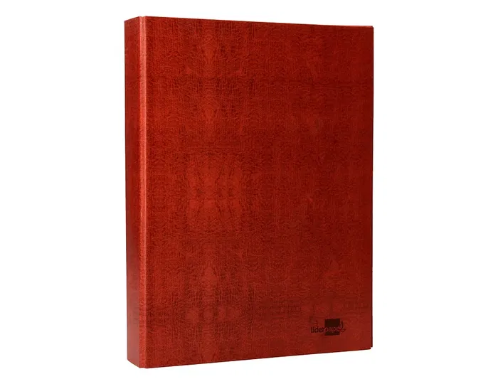 Liderpapel Carpeta de 4 anillas 40mm folio carton cuero forrado compresor plastico