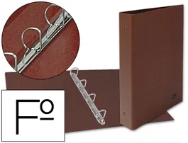 Liderpapel Carpeta de 4 anillas 40mm folio carton cuero forrado compresor plastico