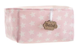Creaciones Llopis Cesta Pequeña Estrellas Rosa 18 x 15 x 10,5 cm