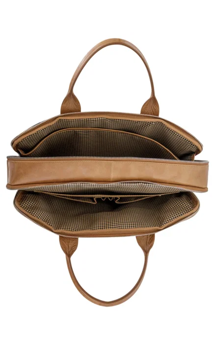 Dbramante1928 Kronborg Maletín de Cuero para Portátil 16" (40.6 cm) - Bronceado con Tirante y Múltiples Bolsillos