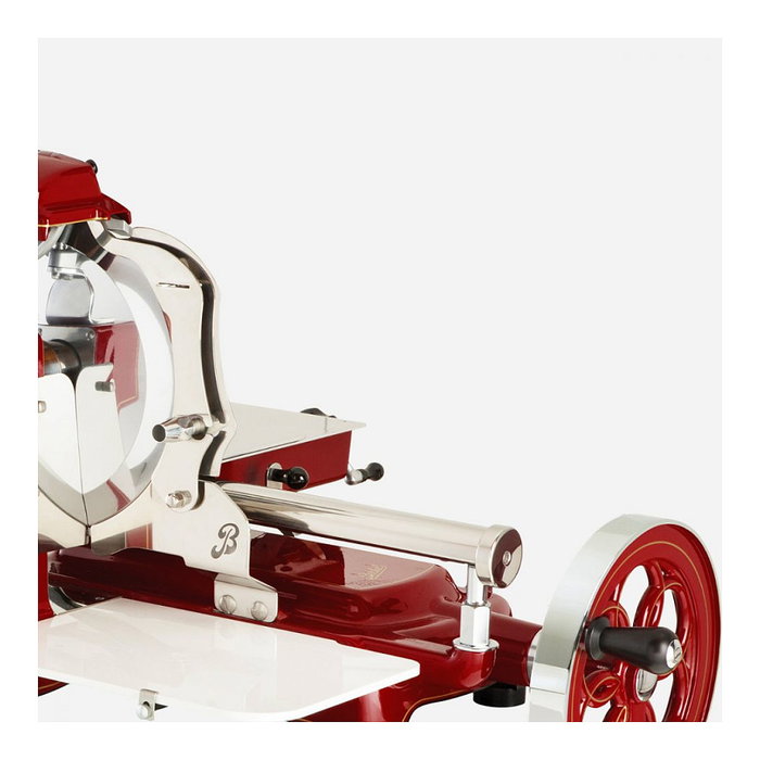 Berkel Volano B3 Cortafiambres Manual, Color Rojo/Gold, Grosor de Rebanada 1.5 mm con Afilador Incorporado y Hojas de Acero Inoxidable