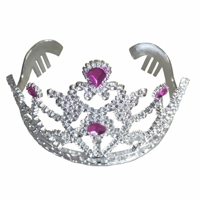 Atosa Tiara Plateada Con Pedrería Para Princesa Mujer O Niña