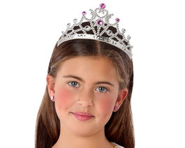 Atosa Tiara Plateada Con Pedrería Para Princesa Mujer O Niña