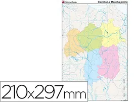Teide Mapa Mudo Político Castilla-La Mancha Din A4
