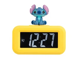Disney Despertador Digital Stitch Reloj de Alarma con Función Snooze Toque, Figura Mini Lilo & Stitch, Wondee, 8.8 cm, Pantalla LED